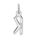 14K White Gold Small Slanted Block Letter K Initial Charm - Image 3