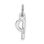 14K White Gold Small Slanted Block Letter P Initial Charm - Image 3