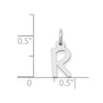 14K White Gold Small Slanted Block Letter R Initial Charm - Image 4