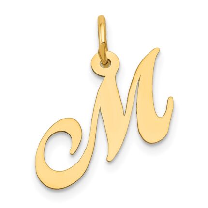14K Small Fancy Script Letter M Initial Charm