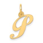 14K Small Fancy Script Letter P Initial Charm