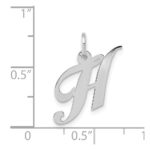 14k White Gold Small Fancy Script Letter H Initial Charm - Image 3