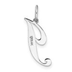 14k White Gold Small Fancy Script Letter J Initial Charm - Image 4