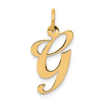 14K Medium Fancy Script Letter G Initial Charm