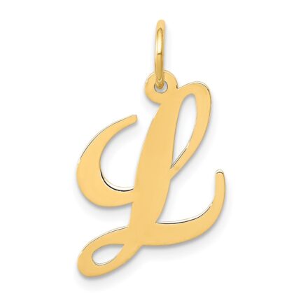 14K Medium Fancy Script Letter L Initial Charm