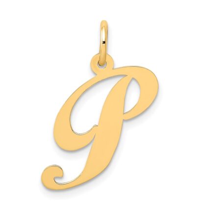 14K Medium Fancy Script Letter P Initial Charm