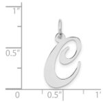 14k White Gold Medium Fancy Script Letter C Initial Charm - Image 3