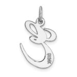 14K White Gold Medium Fancy Script Letter E Initial Charm - Image 4