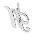 14K White Gold Medium Fancy Script Letter H Initial Charm - Image 4