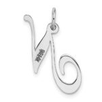 14K White Gold Medium Fancy Script Letter N Initial Charm - Image 4