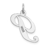 14K White Gold Medium Fancy Script Letter P Initial Charm - Image 4