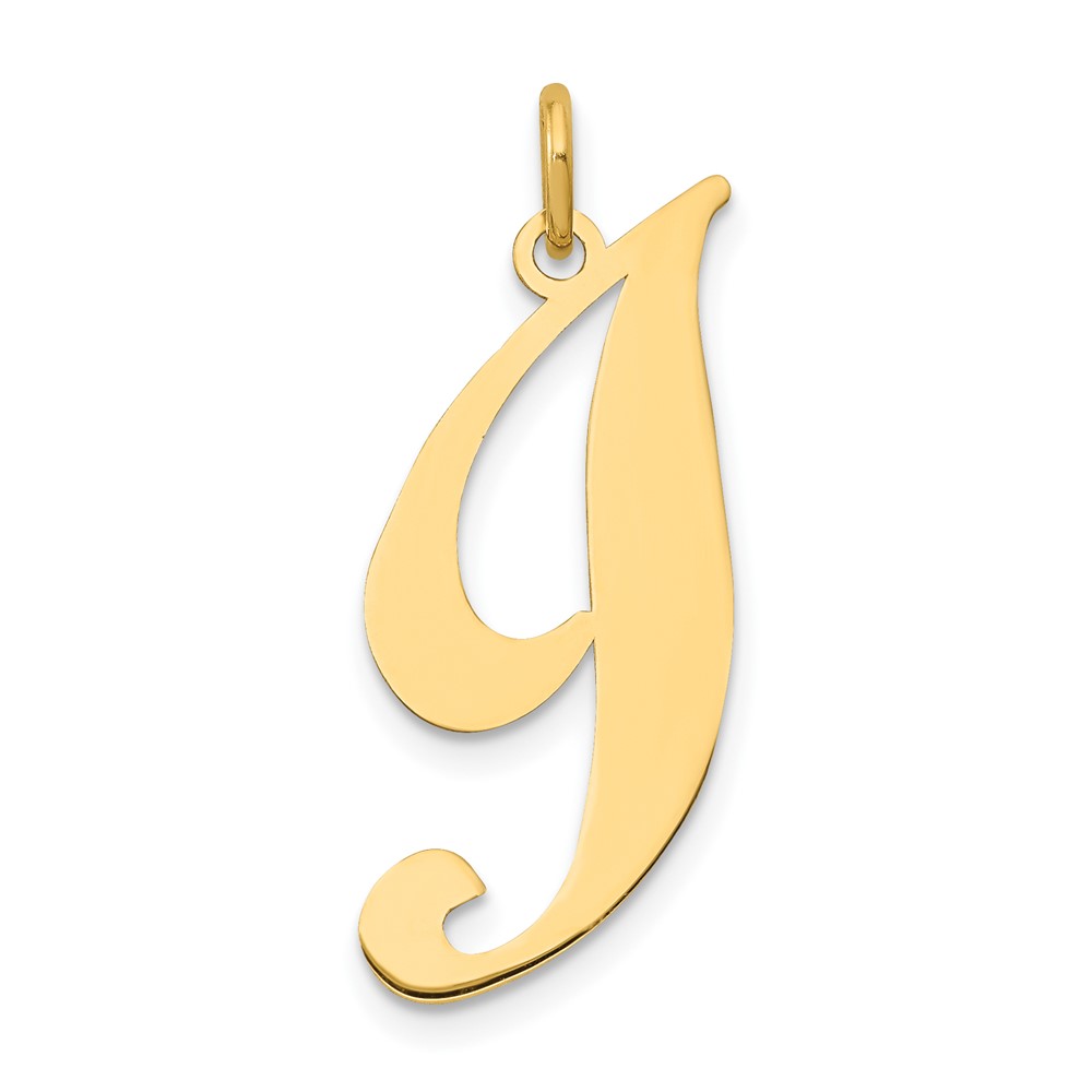 YC654I.jpg 14k Large Fancy Script Letter I Initial Charm - Image 1