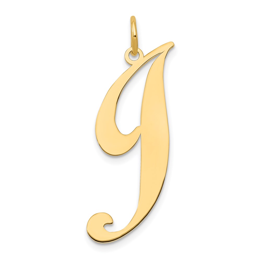 YC654J.jpg 14k Large Fancy Script Letter J Initial Charm - Image 1