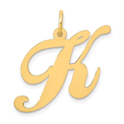 14k Large Fancy Script Letter K Initial Charm