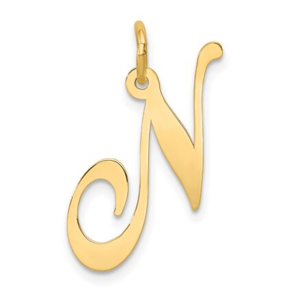 14k Large Fancy Script Letter N Initial Charm