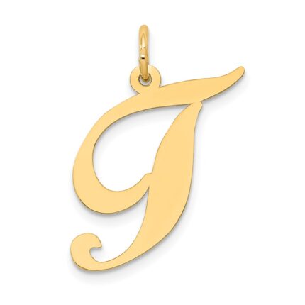 14k Large Fancy Script Letter T Initial Charm