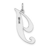 14k White Gold Large Fancy Script Letter I Initial Charm - Image 4