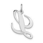 14k White Gold Large Fancy Script Letter L Initial Charm - Image 4