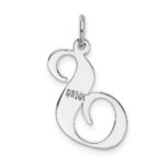 14k White Gold Large Fancy Script Letter S Initial Charm - Image 4