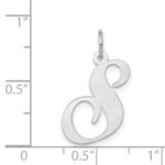 14k White Gold Large Fancy Script Letter S Initial Charm - Image 3