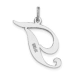 14k White Gold Large Fancy Script Letter T Initial Charm - Image 4