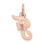 14k Rose Gold Small Script Letter F Initial Charm - Image 3