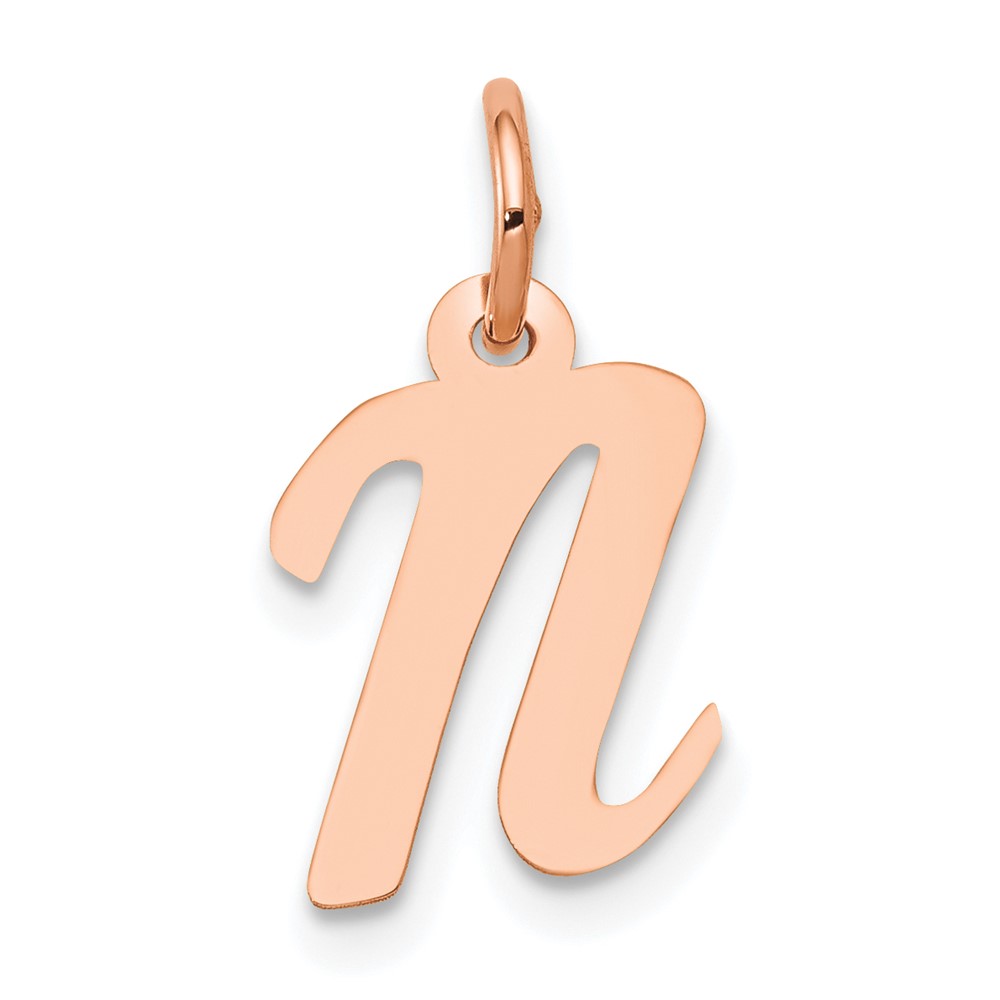 YC658RN.jpg 14k Rose Gold Small Script Letter N Initial Charm - Image 1