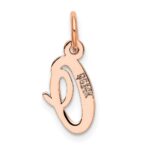 14k Rose Gold Small Script Letter O Initial Charm - Image 3