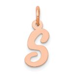 14k Rose Gold Small Script Letter S Initial Charm
