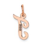 14k Rose Gold Small Script Letter T Initial Charm - Image 3