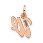 14k Rose Gold Small Script Letter W Initial Charm - Image 3