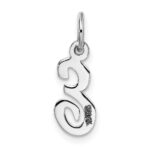 14k White Gold Small Script Letter E Initial Charm - Image 4