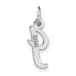14k White Gold Small Script Letter I Initial Charm - Image 4