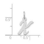 14k White Gold Small Script Letter K Initial Charm - Image 3