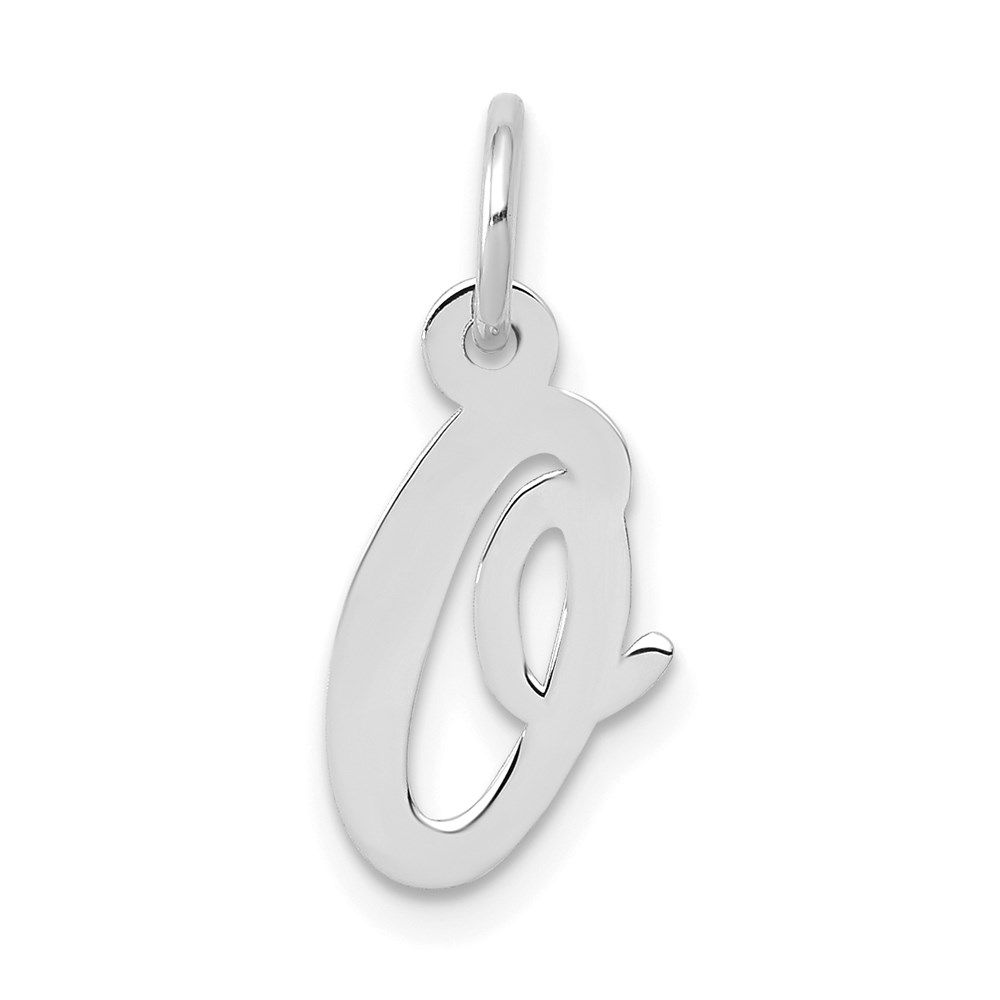 YC659O.jpg 14k White Gold Small Script Letter O Initial Charm - Image 1