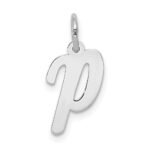 14k White Gold Small Script Letter P Initial Charm