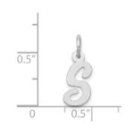 14k White Gold Small Script Letter S Initial Charm - Image 3