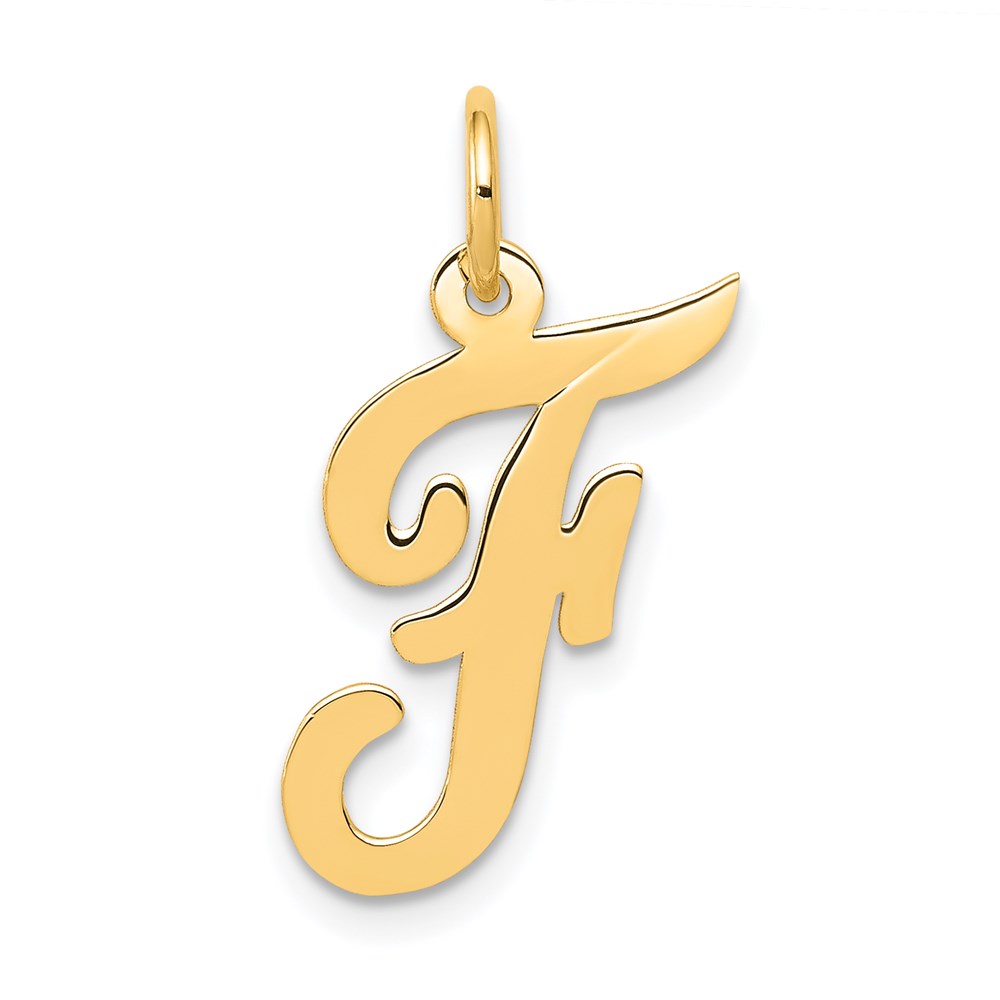 YC660F.jpg 14k Medium Script Letter F Initial Charm - Image 1
