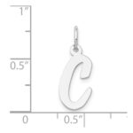14k White Gold Medium Script Letter C Initial Charm - Image 3