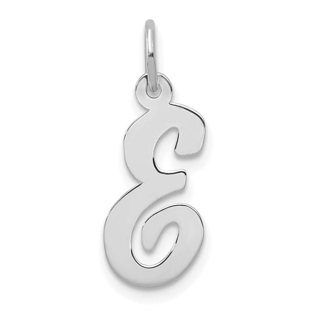 YC661E.jpg 14k White Gold Medium Script Letter E Initial Charm - Image 1