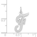 14k White Gold Medium Script Letter F Initial Charm - Image 3