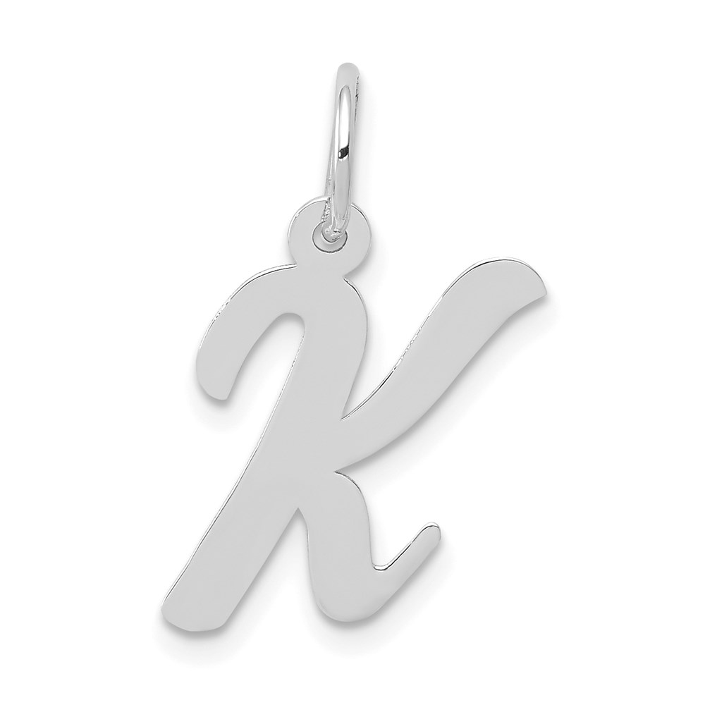 YC661K.jpg 14k White Gold Medium Script Letter K Initial Charm - Image 1