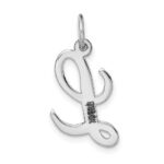 14k White Gold Medium Script Letter L Initial Charm - Image 4
