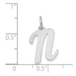 14k White Gold Medium Script Letter N Initial Charm - Image 3