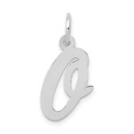 14k White Gold Medium Script Letter O Initial Charm