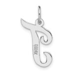 14k White Gold Medium Script Letter T Initial Charm - Image 4