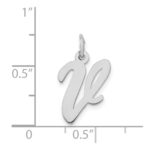 14k White Gold Medium Script Letter V Initial Charm - Image 3