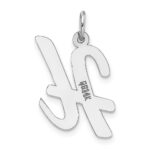 14k White Gold Large Script Letter H Initial Charm - Image 4