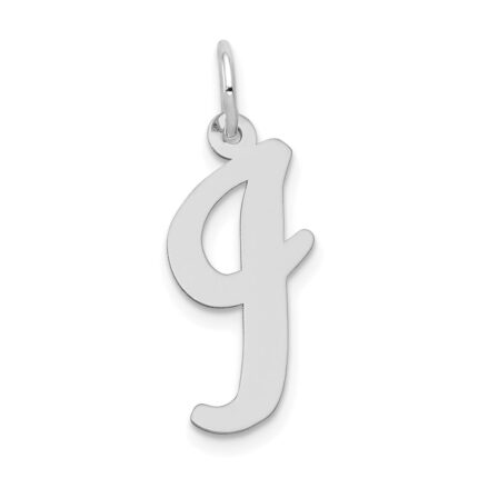14k White Gold Large Script Letter I Initial Charm
