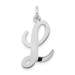 14k White Gold Large Script Letter L Initial Charm
